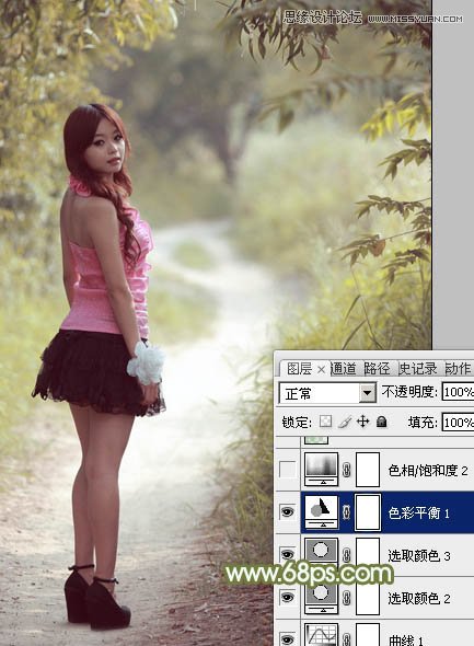 Photoshop调出公园美女淡雅的冷色效果,PS教程,图老师教程网