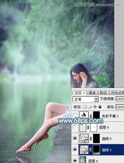 Photoshop调出河边女孩唯美的青绿色调,PS教程,图老师教程网