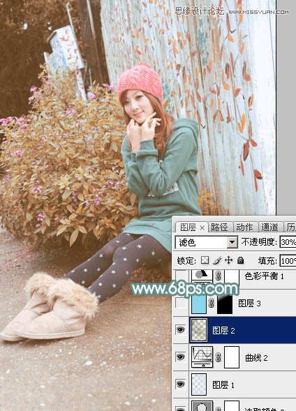 Photoshop调出墙边女孩唯美的柔色效果,PS教程,图老师教程网