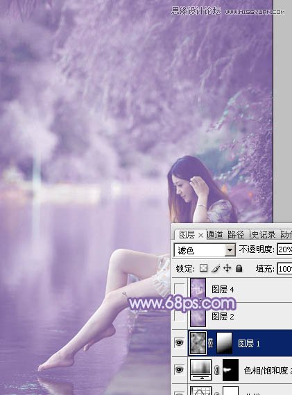 Photoshop调出河边女孩唯美的紫色效果,PS教程,图老师教程网