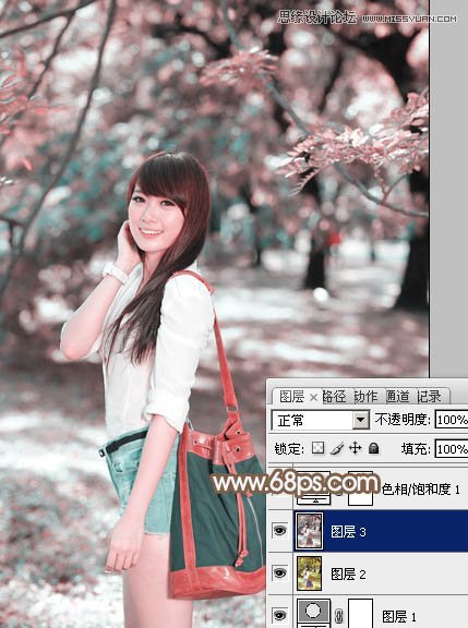 Photoshop调出公园美女通透的淡黄色调,PS教程,图老师教程网