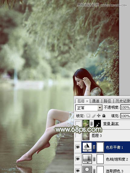 Photoshop调出河边女孩唯美冷色效果,PS教程,图老师教程网