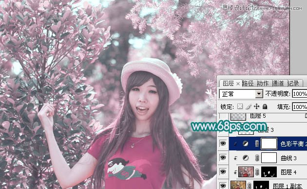 Photoshop调出林中女孩朦胧的紫色效果,PS教程,图老师教程网