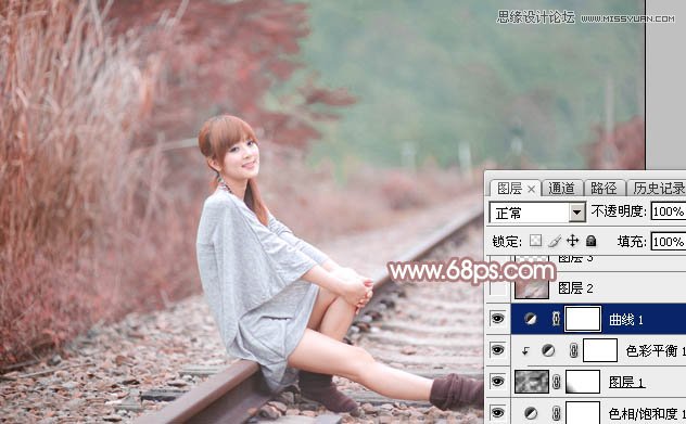 Photoshop调出铁轨美女梦幻柔色效果,PS教程,图老师教程网