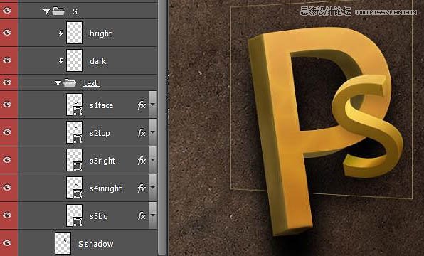 Photoshop绘制时尚大气的3D立体字教程,PS教程,图老师教程网