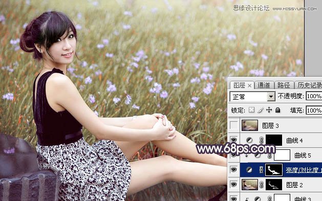 Photoshop调出春季花园美女淡淡冷色效果,PS教程,图老师教程网