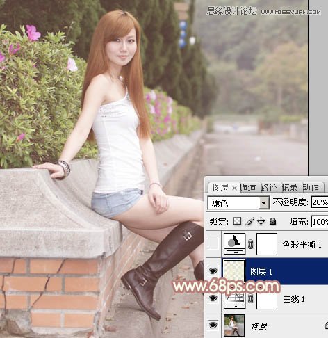 Photoshop调出外景女孩朦胧的日系效果,PS教程,图老师教程网