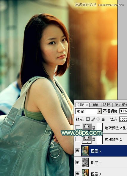 Photoshop给背包女孩添加怀旧漏光效果,PS教程,图老师教程网