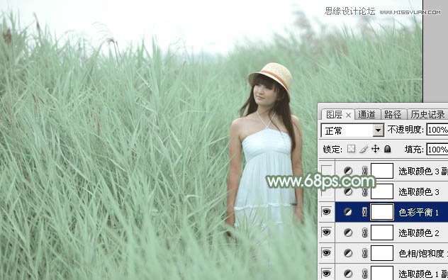 Photoshop调出芦苇丛中女孩冷色效果,PS教程,图老师教程网