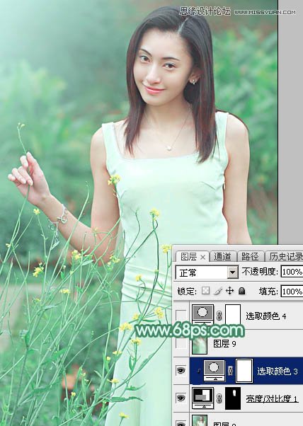 Photoshop调出外景女孩唯美的青色效果,PS教程,图老师教程网