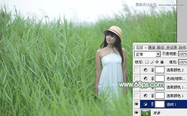 Photoshop调出芦苇丛中女孩冷色效果,PS教程,图老师教程网