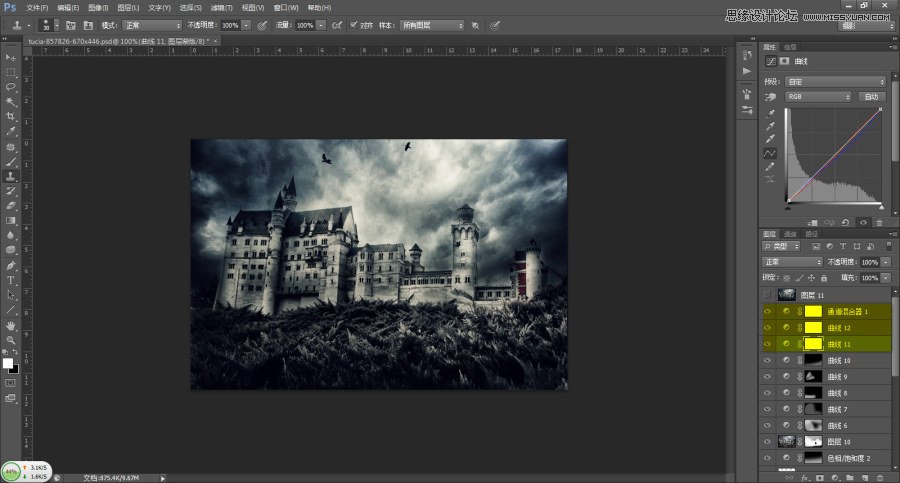 Photoshop调出城堡照片哥特式恐怖场景,PS教程,图老师教程网