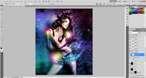 Photoshop设计绚丽光效装饰的美女海报,PS教程,图老师教程网