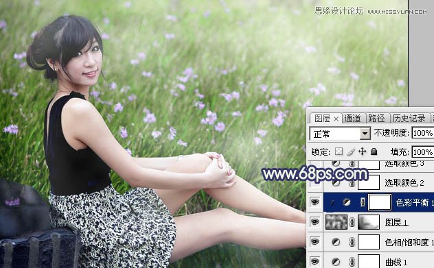 Photoshop调出草地女孩清新朦胧效果,PS教程,图老师教程网