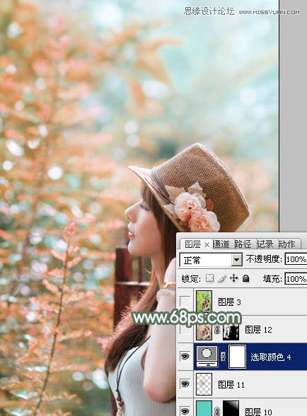 Photoshop调出公园女孩唯美紫色效果,PS教程,图老师教程网