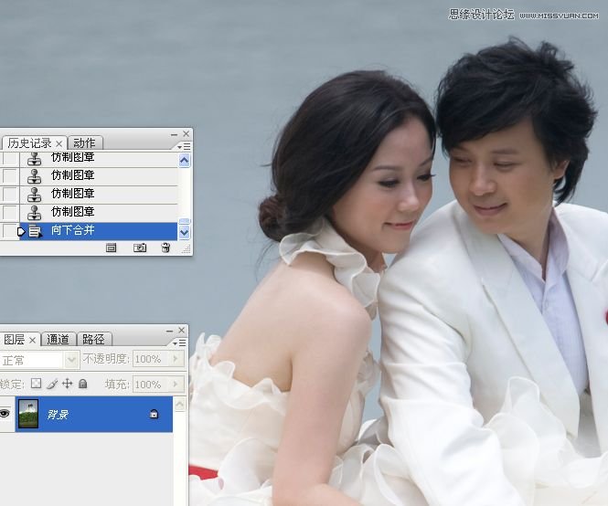 Photoshop调出湖边婚纱照片冷色效果,PS教程,图老师教程网