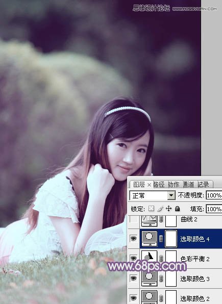 Photoshop调出草地可爱女孩梦幻紫色效果,PS教程,图老师教程网