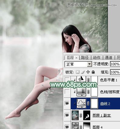 Photoshop调出河边美女唯美青色效果,PS教程,图老师教程网