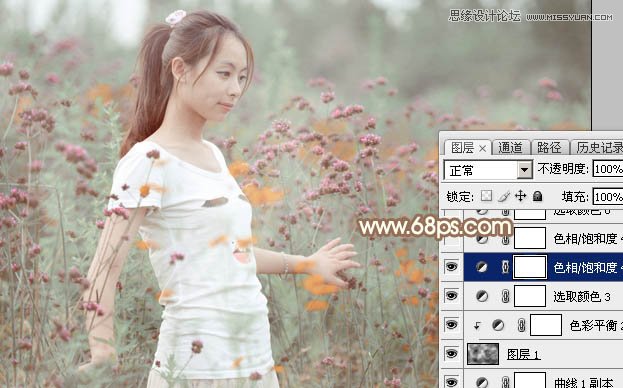 Photoshop调出鲜花里美女照片暖色效果,PS教程,图老师教程网