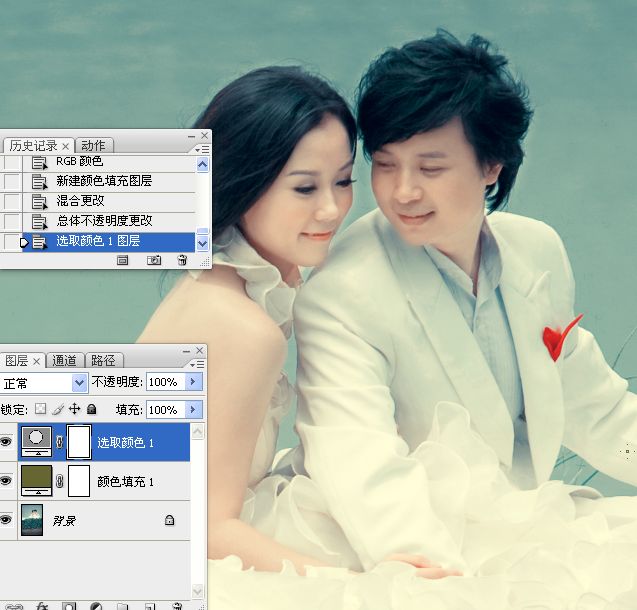 Photoshop调出湖边婚纱照片冷色效果,PS教程,图老师教程网