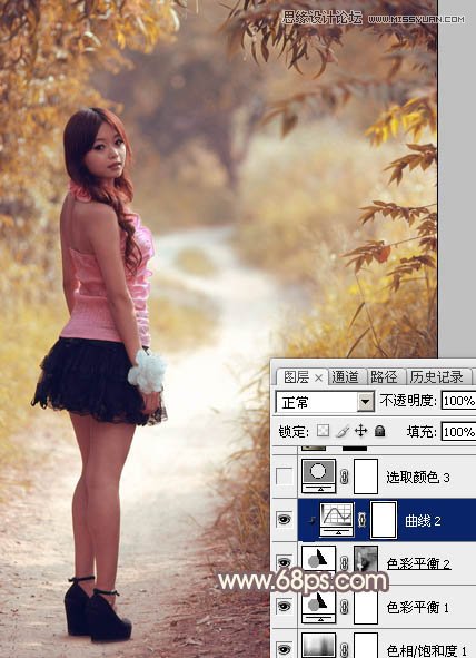 Photoshop调出公园美女秋季淡黄色调,PS教程,图老师教程网