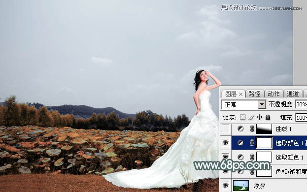 Photoshop调出外景婚片古典冷色效果,PS教程,图老师教程网