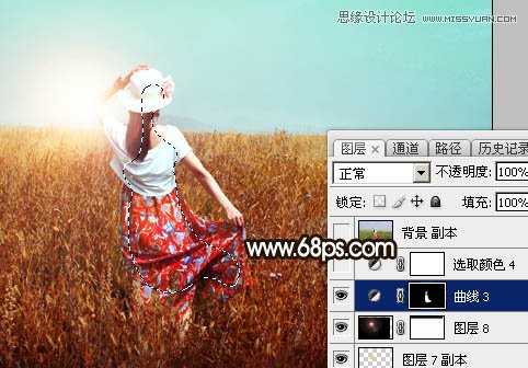 Photoshop调出草丛中的美女秋季逆光效果,PS教程,图老师教程网