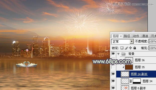 Photoshop合成绚丽城市背景的夜景婚片,PS教程,图老师教程网