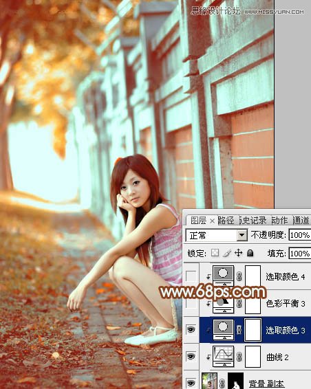 Photoshop制作围墙边女孩甜美的橙色调,PS教程,图老师教程网