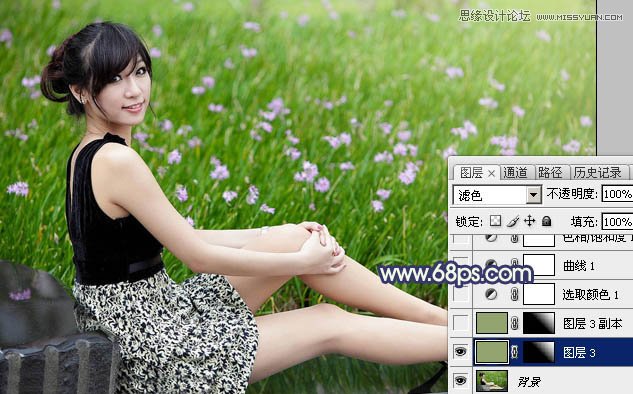 Photoshop调出草地女孩清新朦胧效果,PS教程,图老师教程网