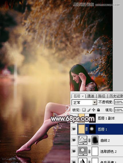 Photoshop调出河边女孩暗调红褐色效果,PS教程,图老师教程网