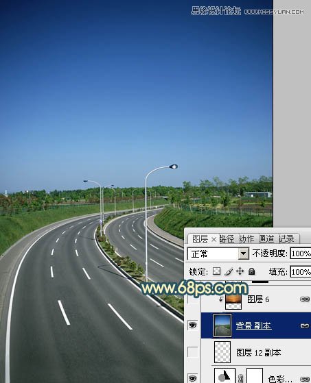 Photoshop给公路图片加上夜景效果图,PS教程,图老师教程网