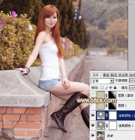 Photoshop调出路边模特淡淡的暖色效果,PS教程,图老师教程网