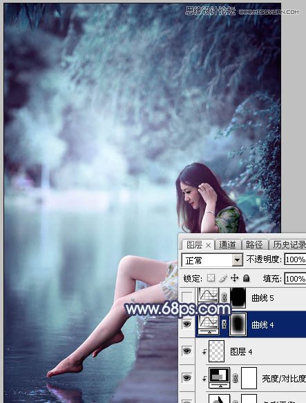 Photoshop调出河边美女照片梦幻蓝色调效果,PS教程,图老师教程网