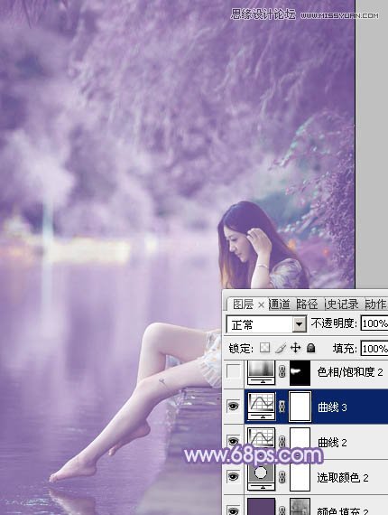 Photoshop调出河边女孩唯美的紫色效果,PS教程,图老师教程网