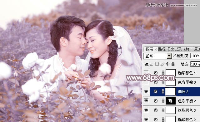 Photoshop调出花丛中甜蜜情侣柔美日系效果,PS教程,图老师教程网