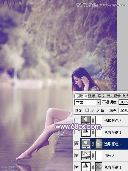 Photoshop调出河边美女梦幻紫色风格,PS教程,图老师教程网