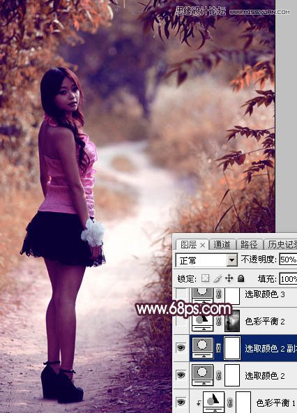 Photoshop调出春季外景女孩梦幻紫色调,PS教程,图老师教程网