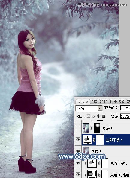 Photoshop调出公园清纯女孩唯美紫色效果,PS教程,图老师教程网