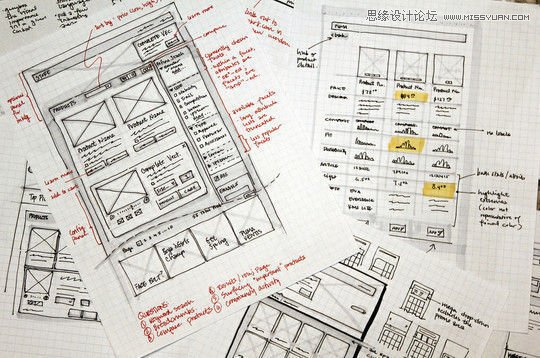 40个网页设计草图和线框图,PS教程,图老师教程网