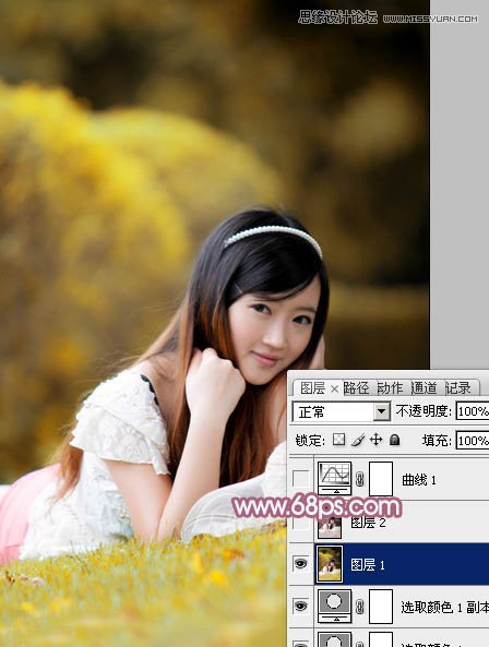 Photoshop调出春季外景美女梦幻紫色调,PS教程,图老师教程网