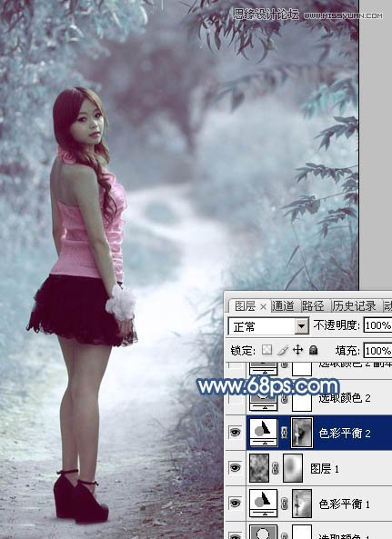 Photoshop调出公园清纯女孩唯美紫色效果,PS教程,图老师教程网