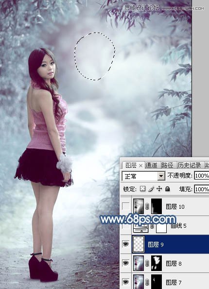 Photoshop调出公园清纯女孩唯美紫色效果,PS教程,图老师教程网