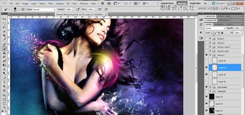 Photoshop设计绚丽光效装饰的美女海报,PS教程,图老师教程网