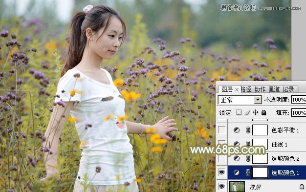 Photoshop调出花丛美女淡淡的柔色效果,PS教程,图老师教程网