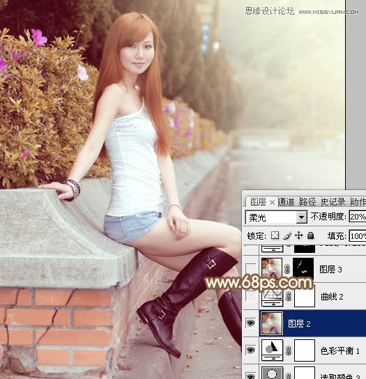 Photoshop调出路边模特淡淡的暖色效果,PS教程,图老师教程网