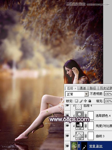 Photoshop调出河边美女梦幻橙色调效果,PS教程,图老师教程网