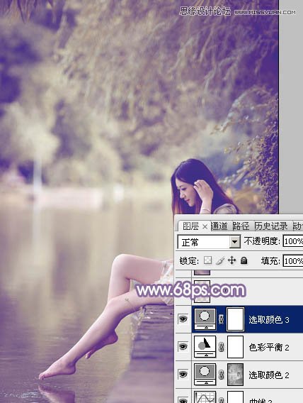 Photoshop调出河边美女梦幻紫色风格,PS教程,图老师教程网