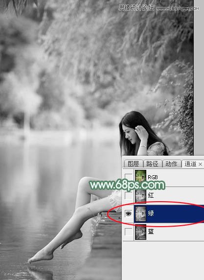 Photoshop调出河边美女唯美青色效果,PS教程,图老师教程网
