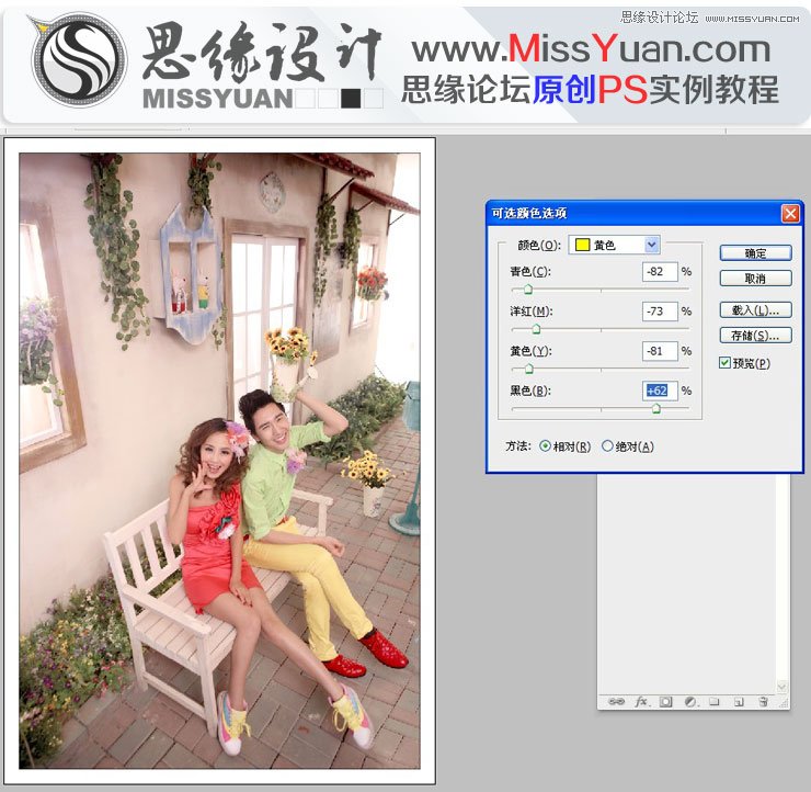 Photoshop调出婚片复古的淡黄效果,PS教程,图老师教程网